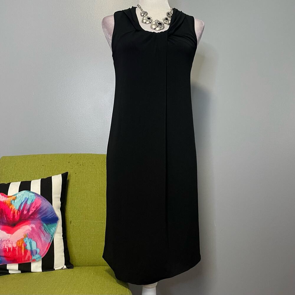Vince Black Jersey Sleeveless Twist Bust Tunic Shift Dress